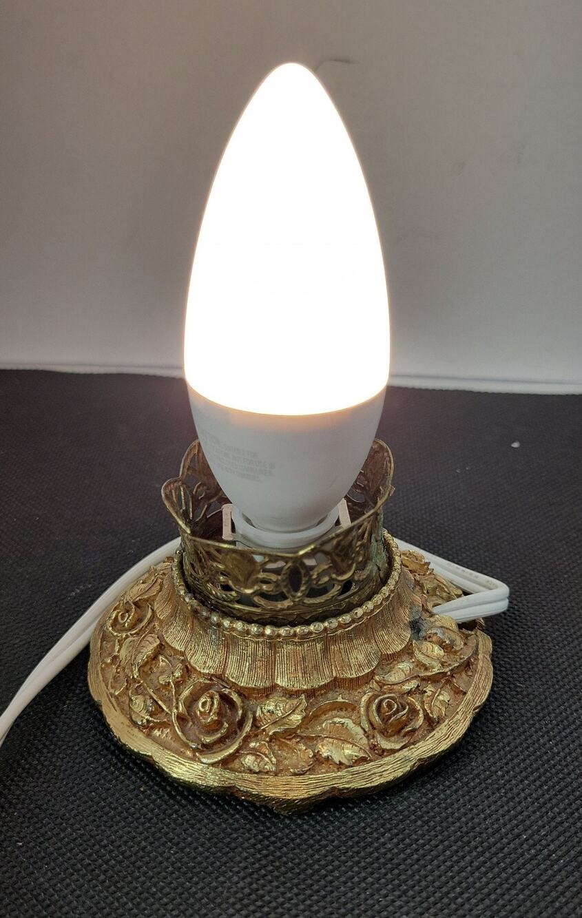 Vintage Matson K521 Lamp Base Gold Hollywood Regency Roses Replacement Parts